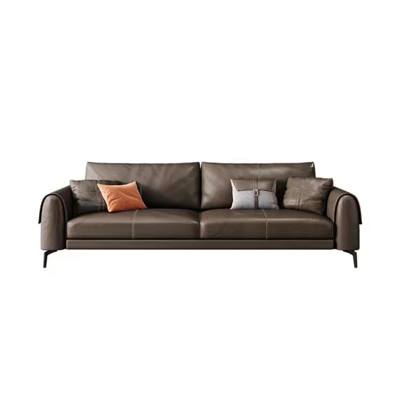 Bonus Room Leather Sofa in Dark Brown Modern Loose Back Seating