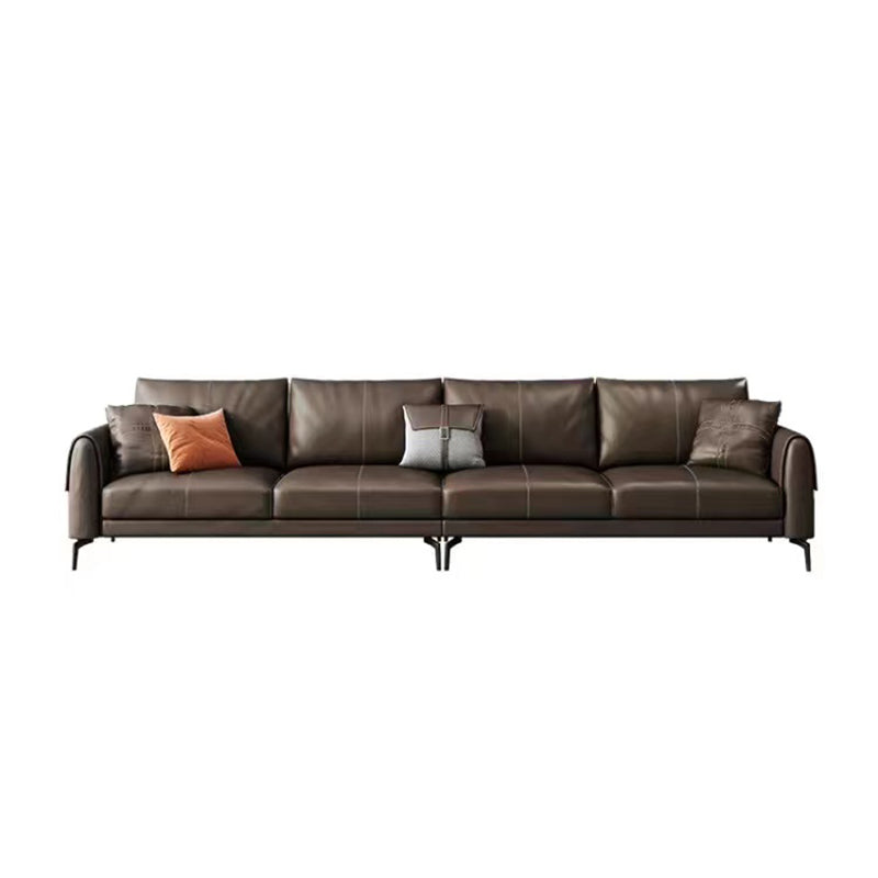 Bonus Room Leather Sofa in Dark Brown Modern Loose Back Seating