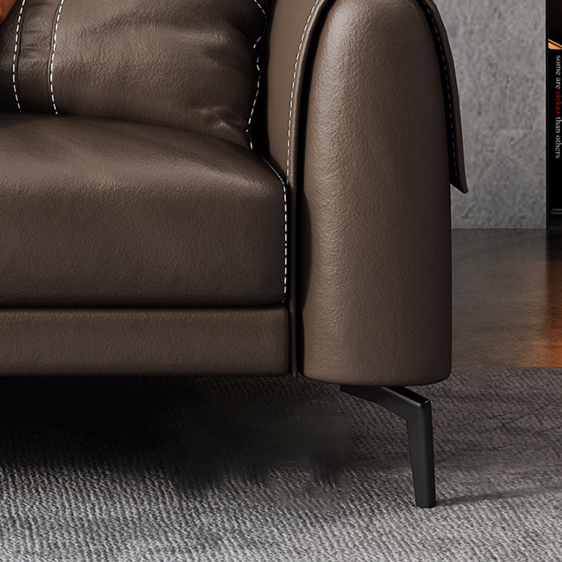 Bonus Room Leather Sofa in Dark Brown Modern Loose Back Seating
