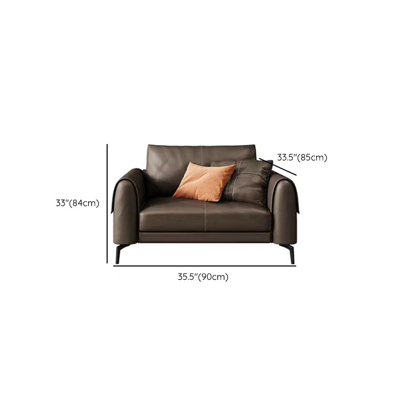 Bonus Room Leather Sofa in Dark Brown Modern Loose Back Seating