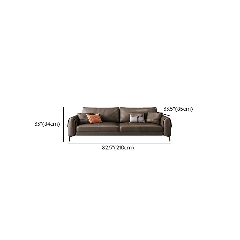 Bonus Room Leather Sofa in Dark Brown Modern Loose Back Seating