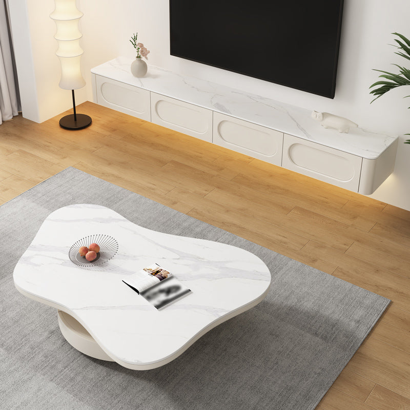 Slate Top Coffee Table Abstract Coffee Cocktail Table with Storage Drawers