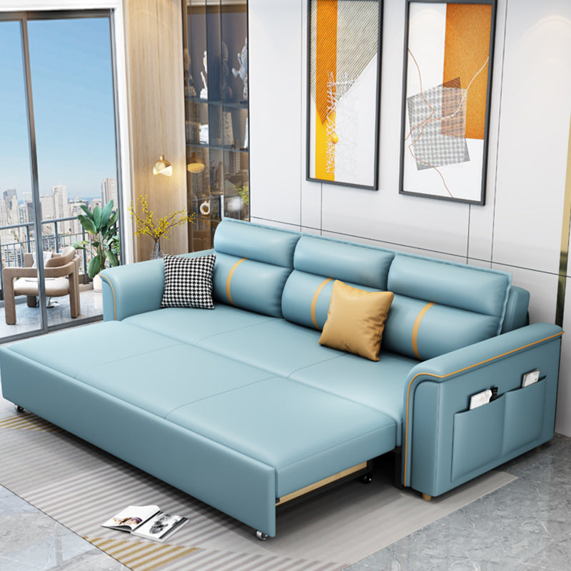 Blue Upholstered Sleeper Sofa 32.67" Tall Sofa Bed with Storage