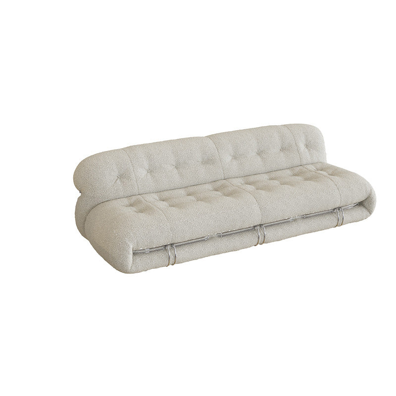 Casual Armless Cushions Seating Standard Sofa in white for Bonus Room
