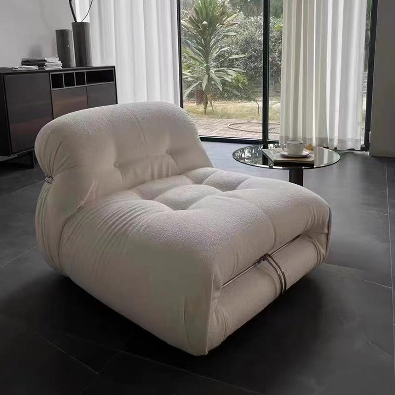 Casual Armless Cushions Seating Standard Sofa in white for Bonus Room