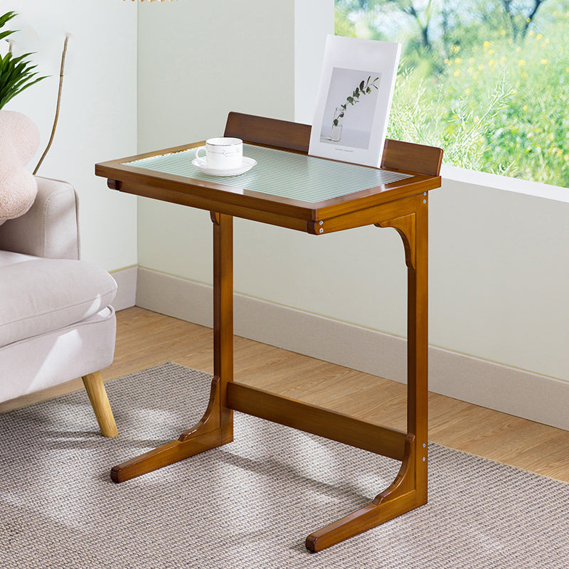 Rustic Abstract Side Table Rectangular Rattan Sofa Side Accent Table