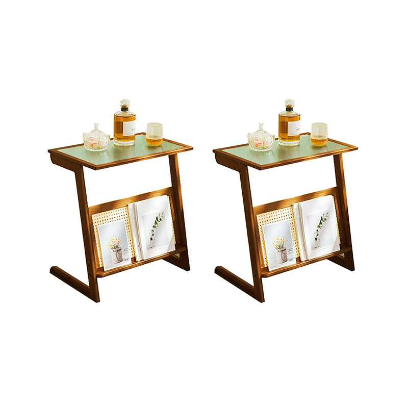 Rustic Abstract Side Table Rectangular Rattan Sofa Side Accent Table