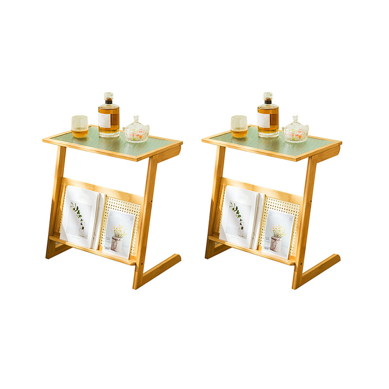 Rustic Abstract Side Table Rectangular Rattan Sofa Side Accent Table