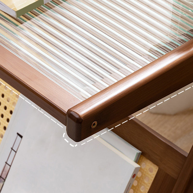 Rustic Abstract Side Table Rectangular Rattan Sofa Side Accent Table