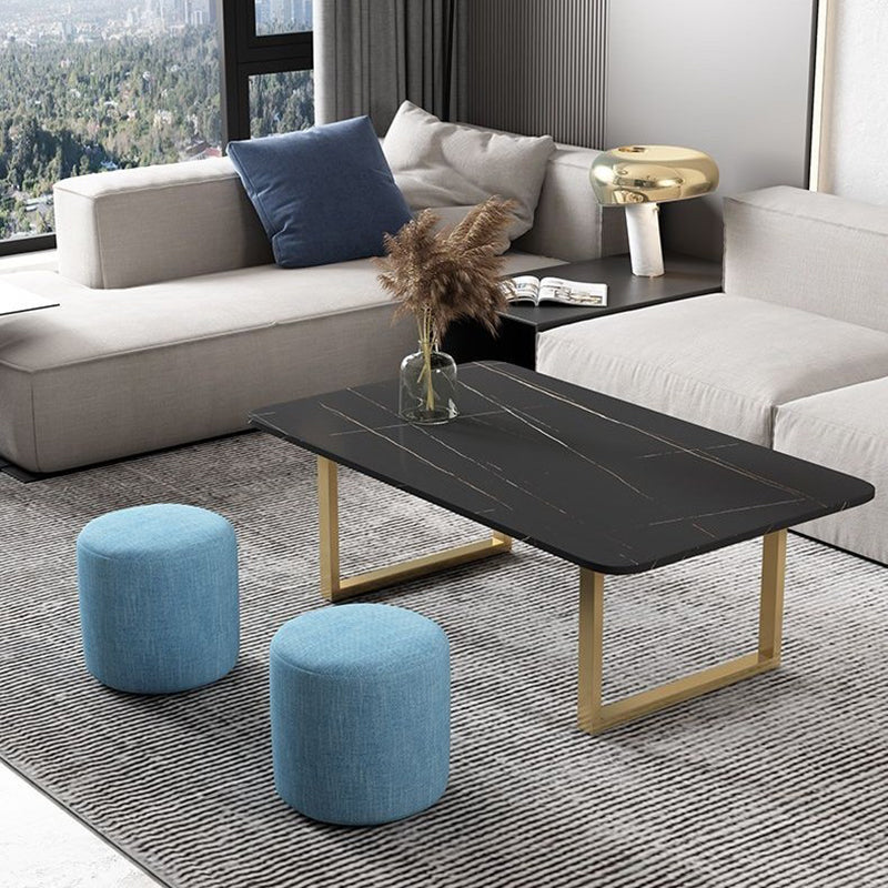 Glam Frame Coffee Table Rectangle Slate Top Coffee Cocktail Table