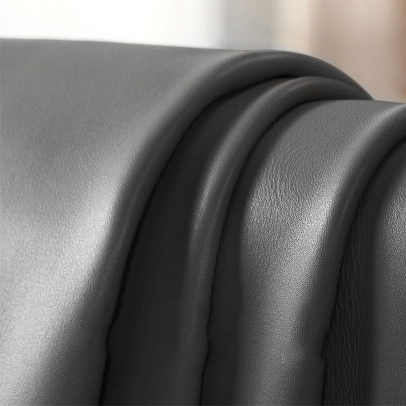 Upscale Grey Sofa with Four Legs Leather Sofa Living Room Seating
