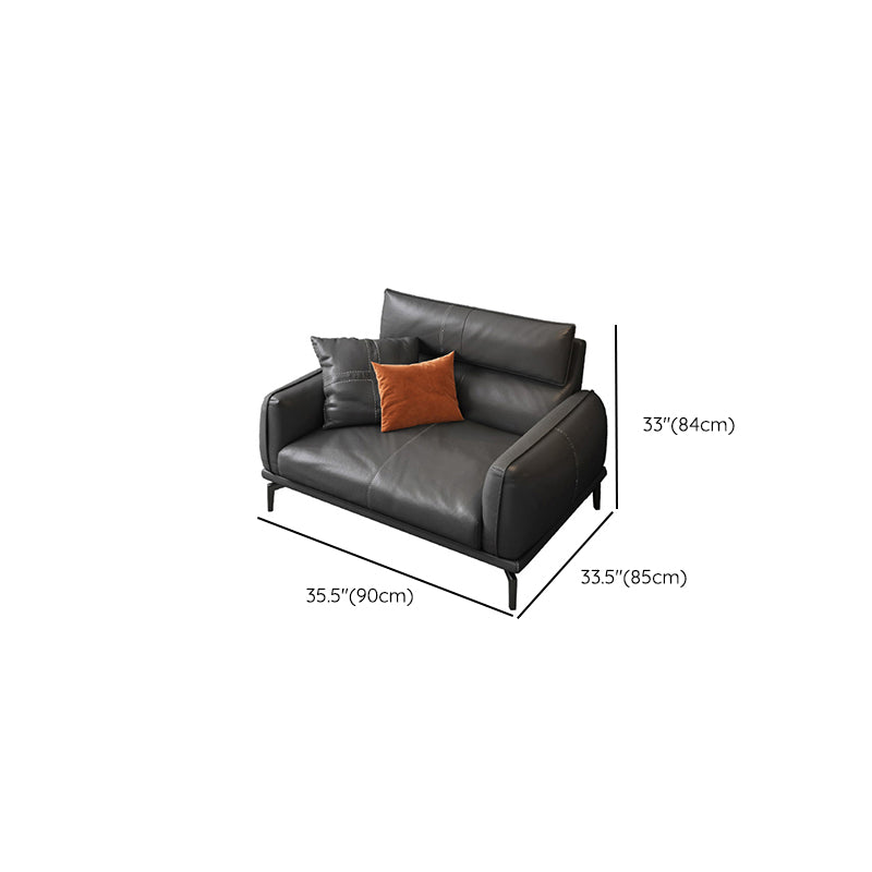 Upscale Grey Sofa with Four Legs Leather Sofa Living Room Seating