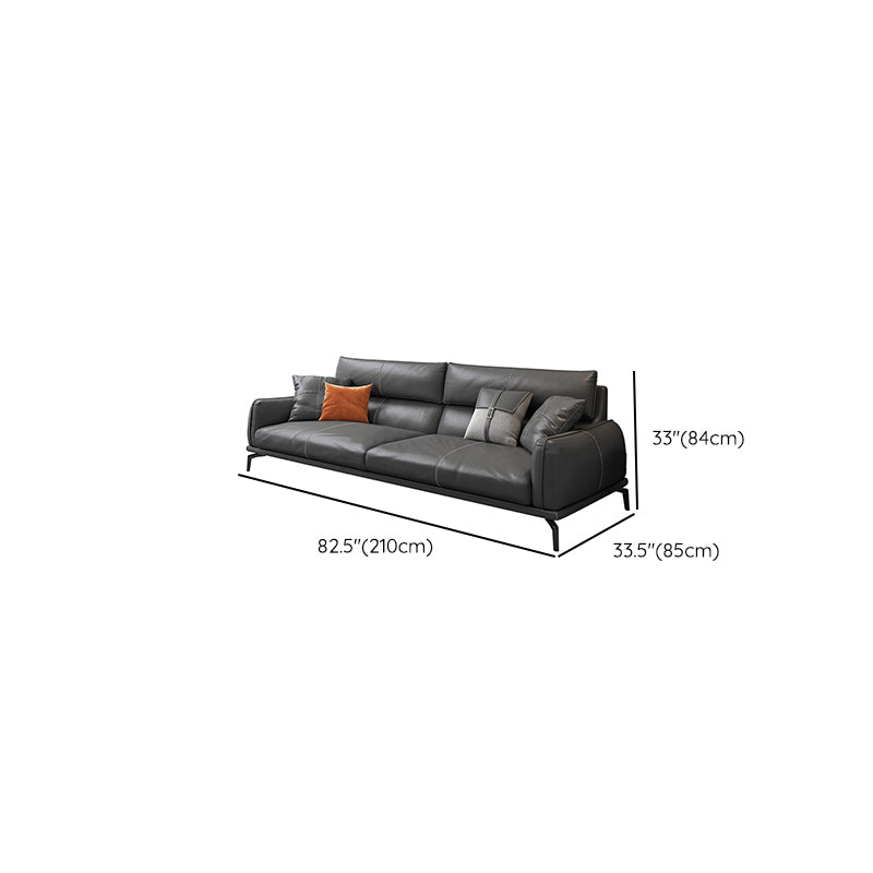 Upscale Grey Sofa with Four Legs Leather Sofa Living Room Seating