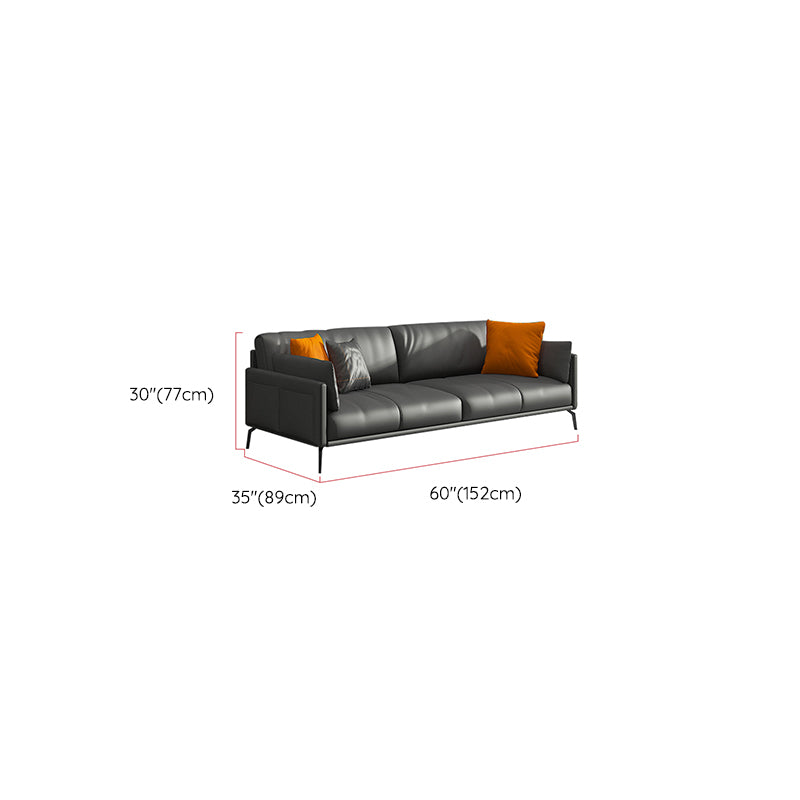 Contemporary Leather Sofa in Gray Loose Back for Living Room