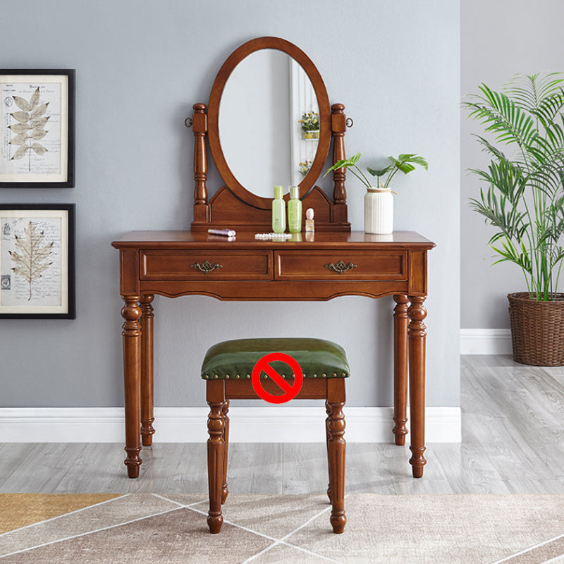 Traditional Dressing Table Stool Set Wooden Vanity Dressing Table for Bedroom