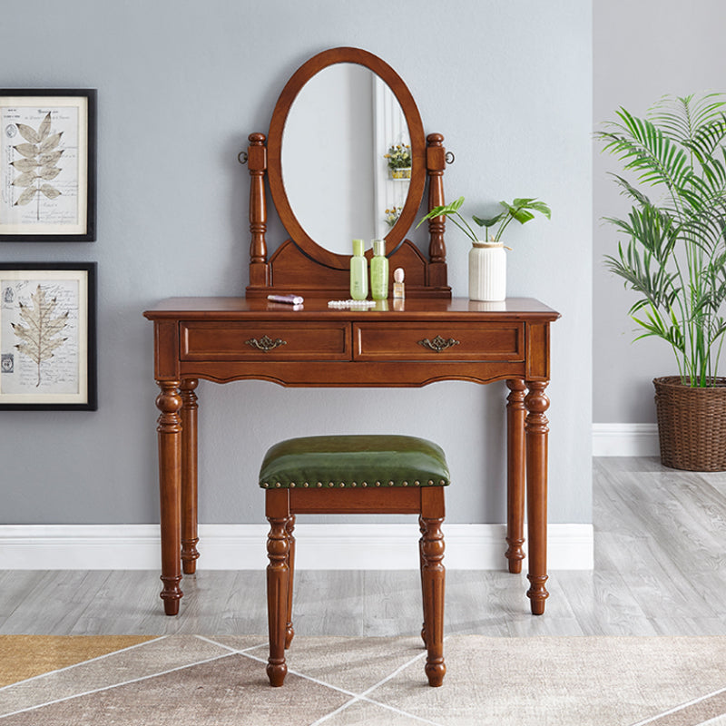 Traditional Dressing Table Stool Set Wooden Vanity Dressing Table for Bedroom