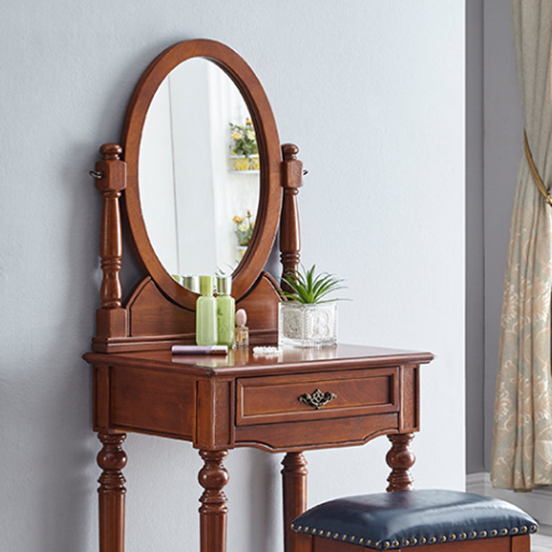 Traditional Dressing Table Stool Set Wooden Vanity Dressing Table for Bedroom