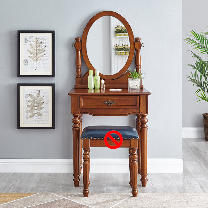 Traditional Dressing Table Stool Set Wooden Vanity Dressing Table for Bedroom