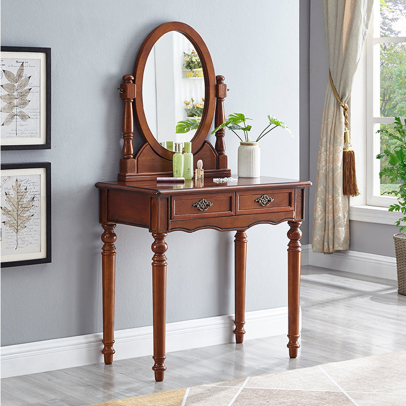 Traditional Dressing Table Stool Set Wooden Vanity Dressing Table for Bedroom