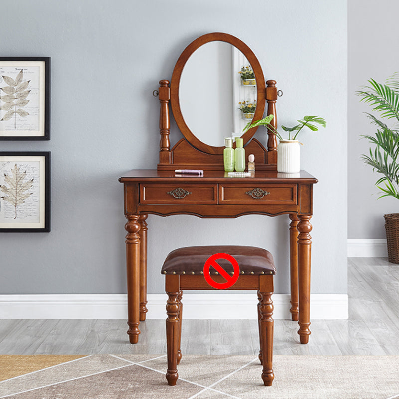 Traditional Dressing Table Stool Set Wooden Vanity Dressing Table for Bedroom