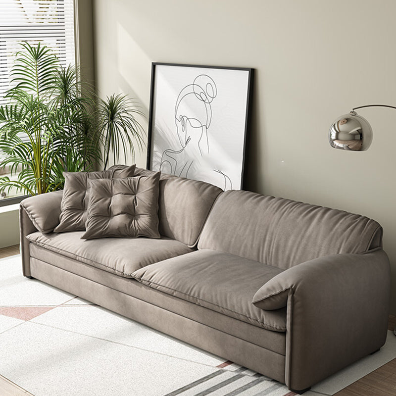 Scandinavian Sofa Bed in Gray Fabric Upholstery Sleeper with Box