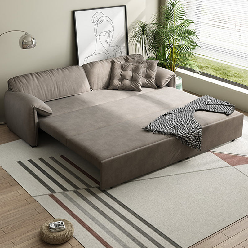 Scandinavian Sofa Bed in Gray Fabric Upholstery Sleeper with Box