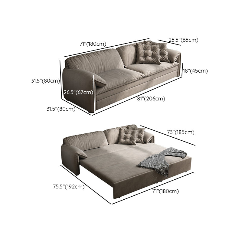 Scandinavian Sofa Bed in Gray Fabric Upholstery Sleeper with Box