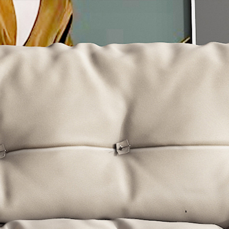 Contemporary Faux Leather Minimalist Sofa and Chaise Pillow Top Arm Cushions Sofa