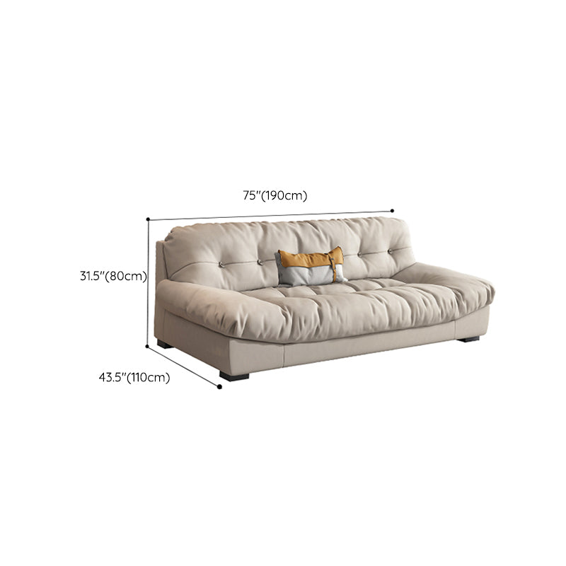 Contemporary Faux Leather Minimalist Sofa and Chaise Pillow Top Arm Cushions Sofa