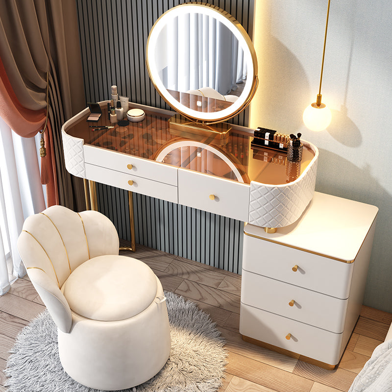 Glam Glass Makeup Vanity Desk Bedroom Vanity Dressing Table with Drawer