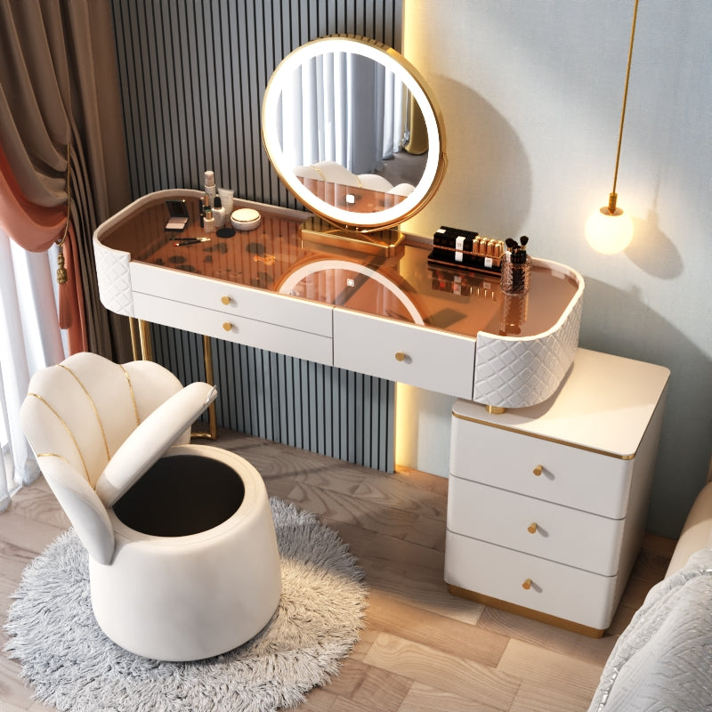 Glam Glass Makeup Vanity Desk Bedroom Vanity Dressing Table with Drawer