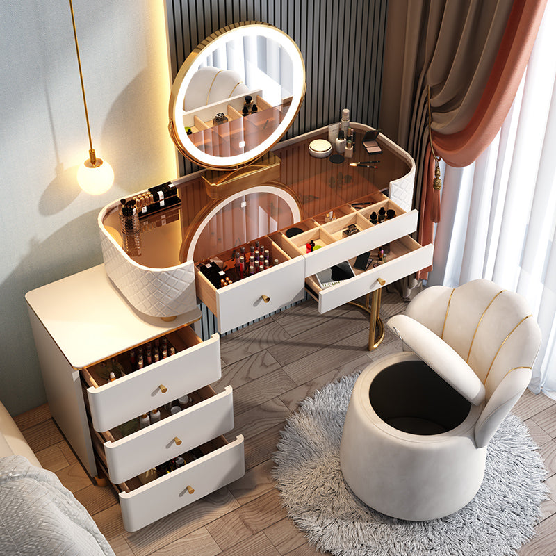 Glam Glass Makeup Vanity Desk Bedroom Vanity Dressing Table with Drawer