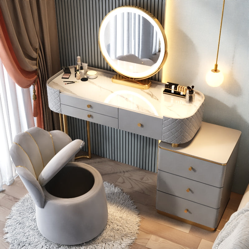 Glam Glass Makeup Vanity Desk Bedroom Vanity Dressing Table with Drawer