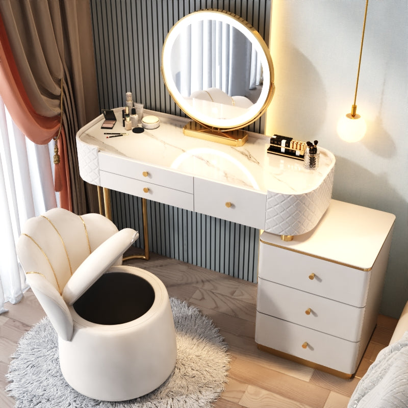 Glam Glass Makeup Vanity Desk Bedroom Vanity Dressing Table with Drawer