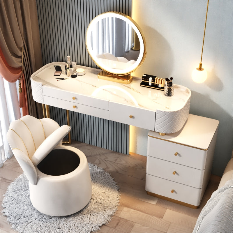 Glam Glass Makeup Vanity Desk Bedroom Vanity Dressing Table with Drawer