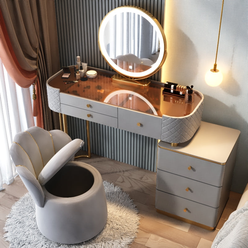 Glam Glass Makeup Vanity Desk Bedroom Vanity Dressing Table with Drawer