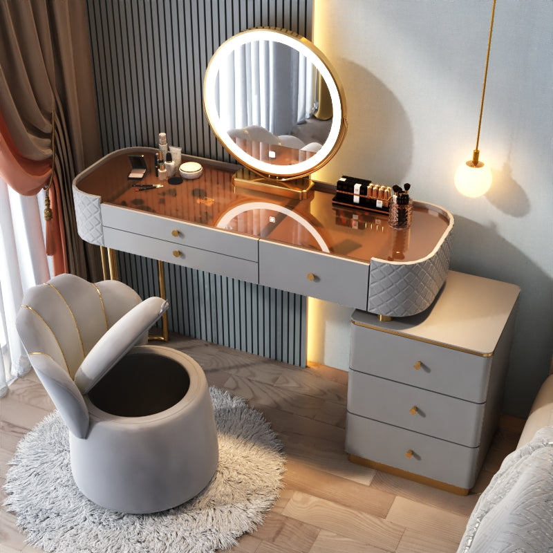 Glam Glass Makeup Vanity Desk Bedroom Vanity Dressing Table with Drawer