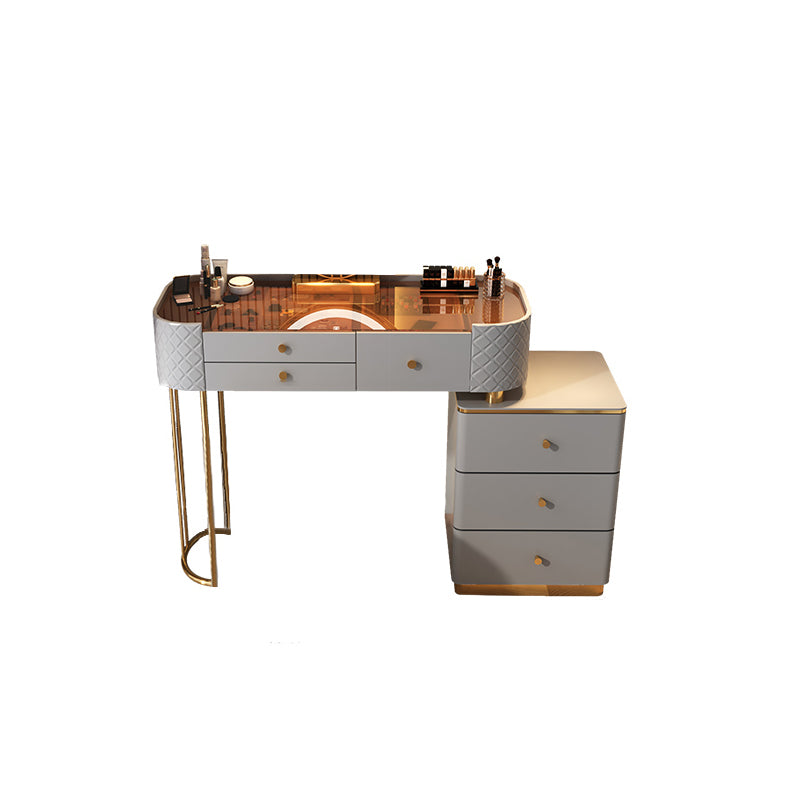 Glam Glass Makeup Vanity Desk Bedroom Vanity Dressing Table with Drawer