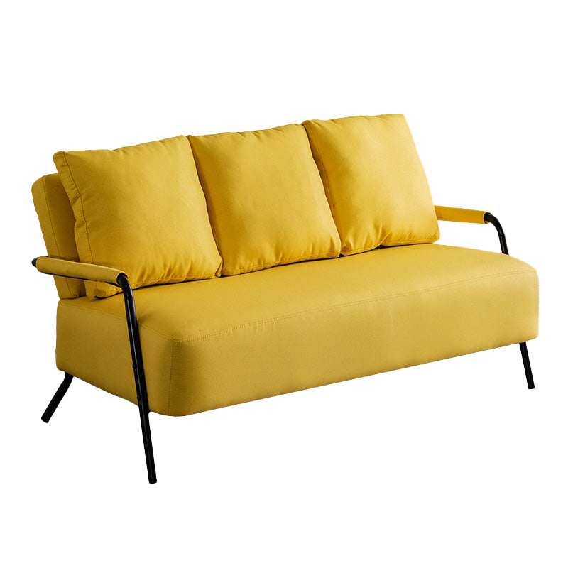 Metal Sofa with Bolster Pillows Contemporary with Four Legs Seating