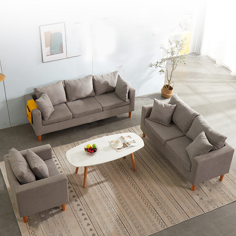 Contemporary Square Arm Sofa Stain Resistant Fabric Settee for Bonus Room