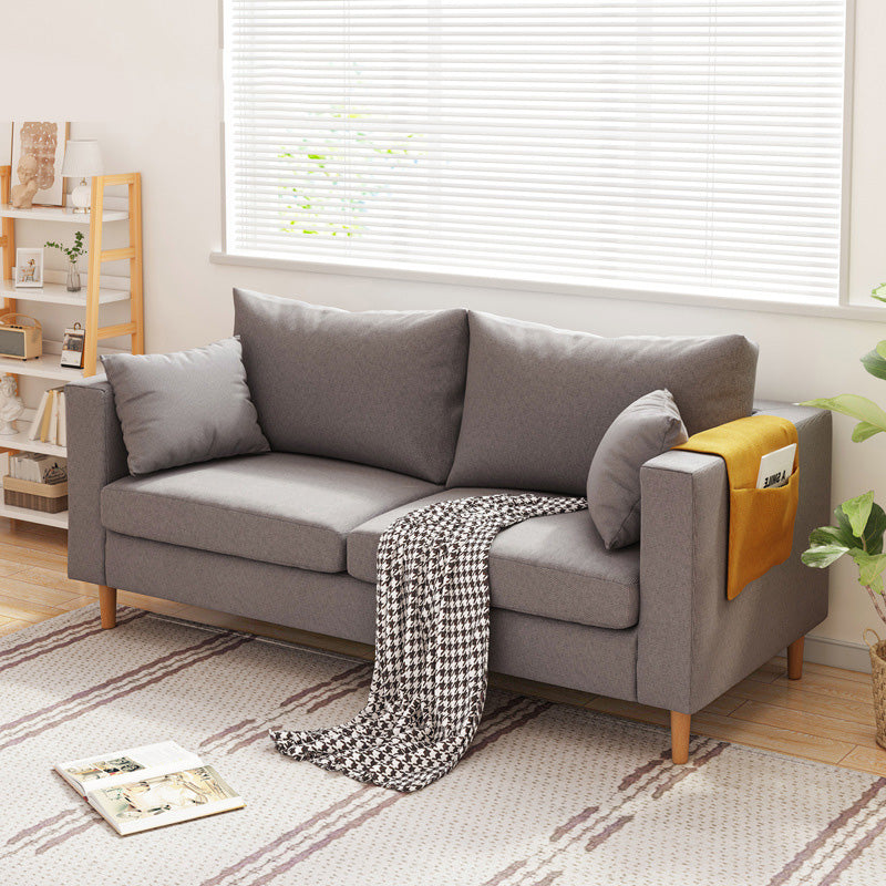 Contemporary Square Arm Sofa Stain Resistant Fabric Settee for Bonus Room