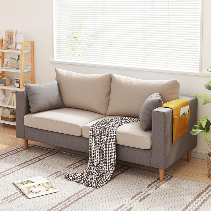 Contemporary Square Arm Sofa Stain Resistant Fabric Settee for Bonus Room