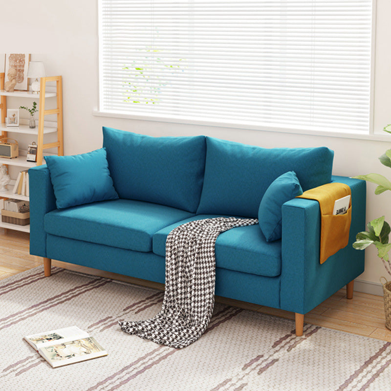 Contemporary Square Arm Sofa Stain Resistant Fabric Settee for Bonus Room
