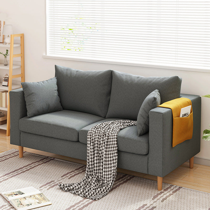 Contemporary Square Arm Sofa Stain Resistant Fabric Settee for Bonus Room