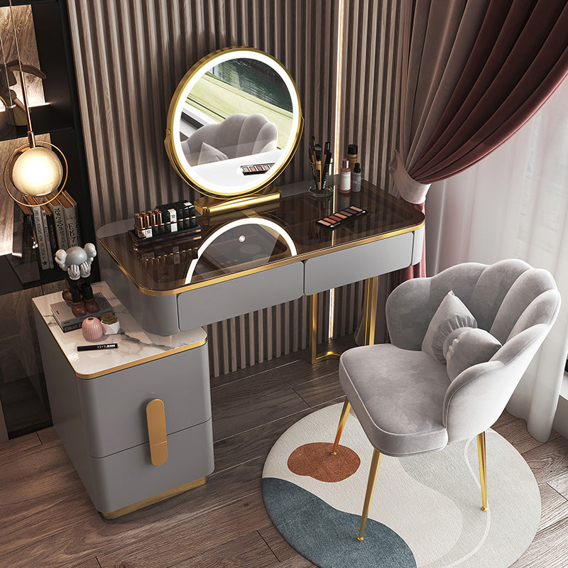 Glam Glass Bedroom Vanity Desk 4 Drawer Vanity Dressing Table