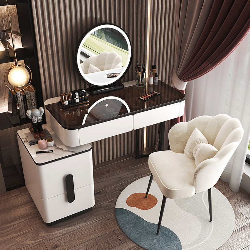 Glam Glass Bedroom Vanity Desk 4 Drawer Vanity Dressing Table