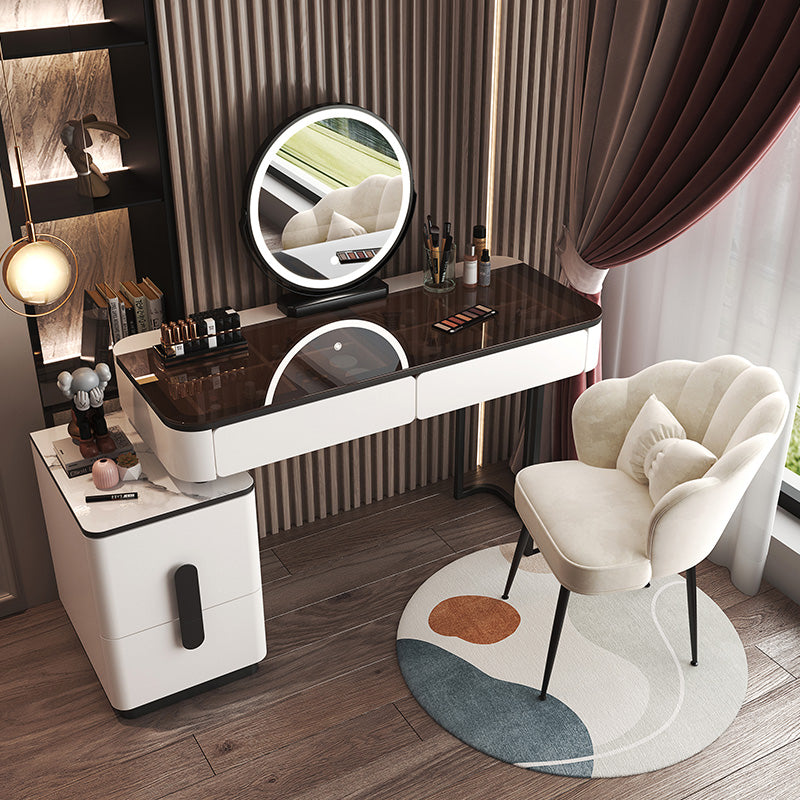 Glam Glass Bedroom Vanity Desk 4 Drawer Vanity Dressing Table