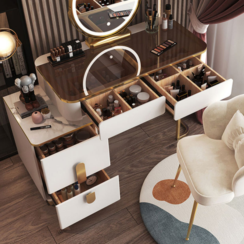 Glam Glass Bedroom Vanity Desk 4 Drawer Vanity Dressing Table
