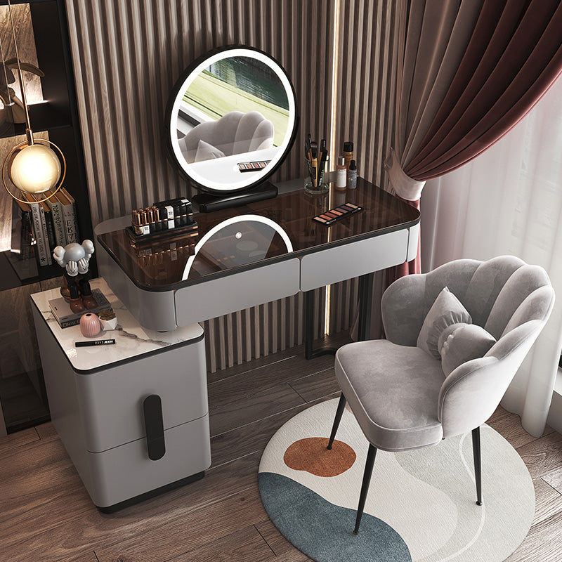 Glam Glass Bedroom Vanity Desk 4 Drawer Vanity Dressing Table