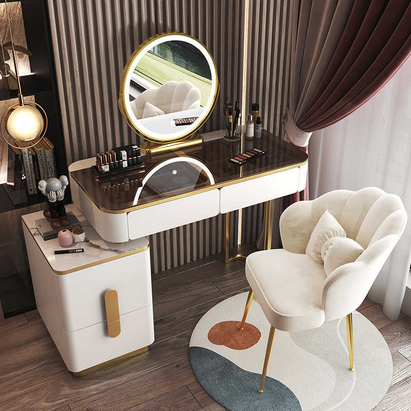 Glam Glass Bedroom Vanity Desk 4 Drawer Vanity Dressing Table
